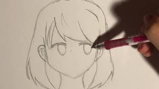 How to draw anime School girl  easy drawing tutorial [upl. by Lionel]