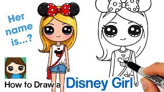 How to Draw a Disney Cute Girl Easy [upl. by Garett]