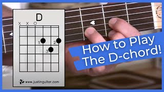 Super Easy First Guitar Lesson  Guitar Lessons For Beginners  Stage 1  The D Chord [upl. by Yehc]